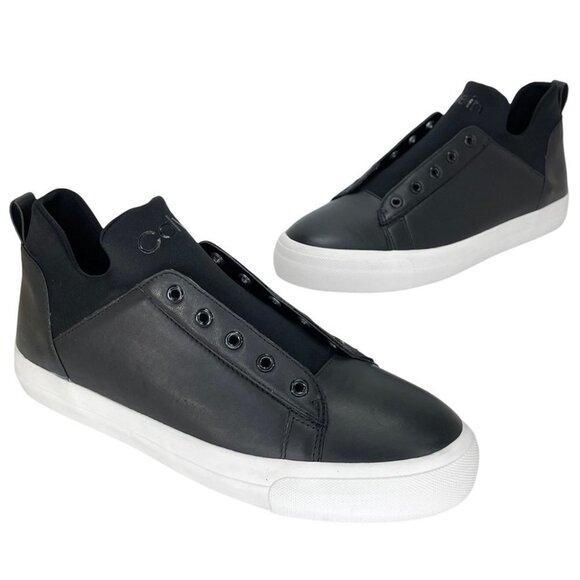 Calvin Klein Valorie Black Leather Neoprene Womens Sneakers Size 10M - Picture 14 of 14